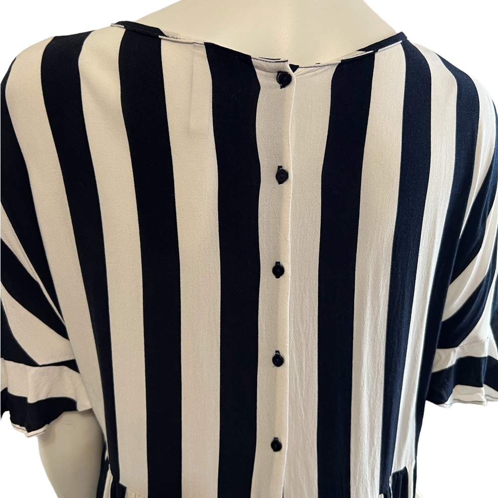 Zara trf collection striped button detail ruffle black and white peplum … - Picture 5 of 8